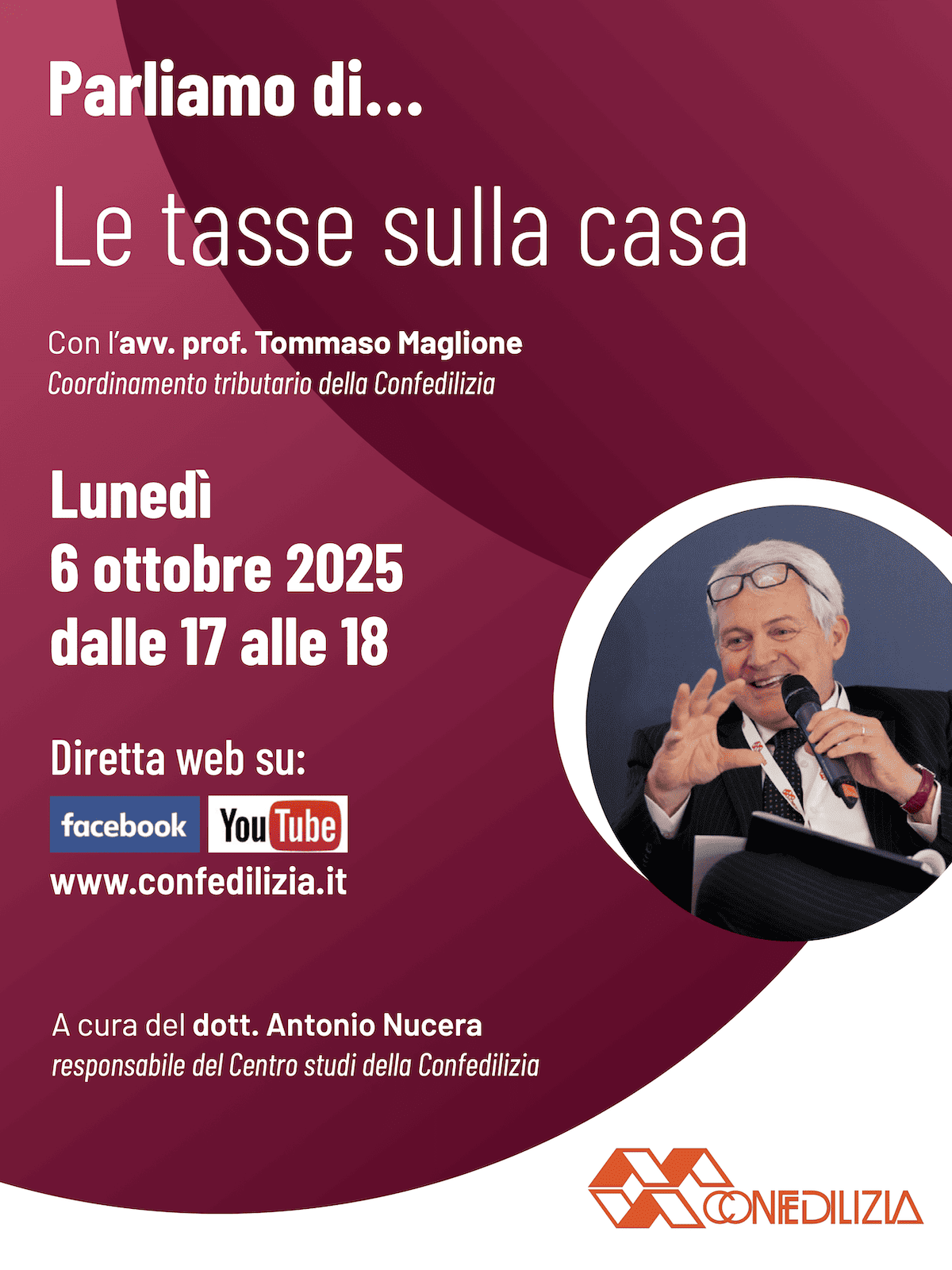 Seminario online dal titolo "Tasse sulla casa" con l'avv. prof. Tommaso Maglione - Coordinamento legali della Confedilizia